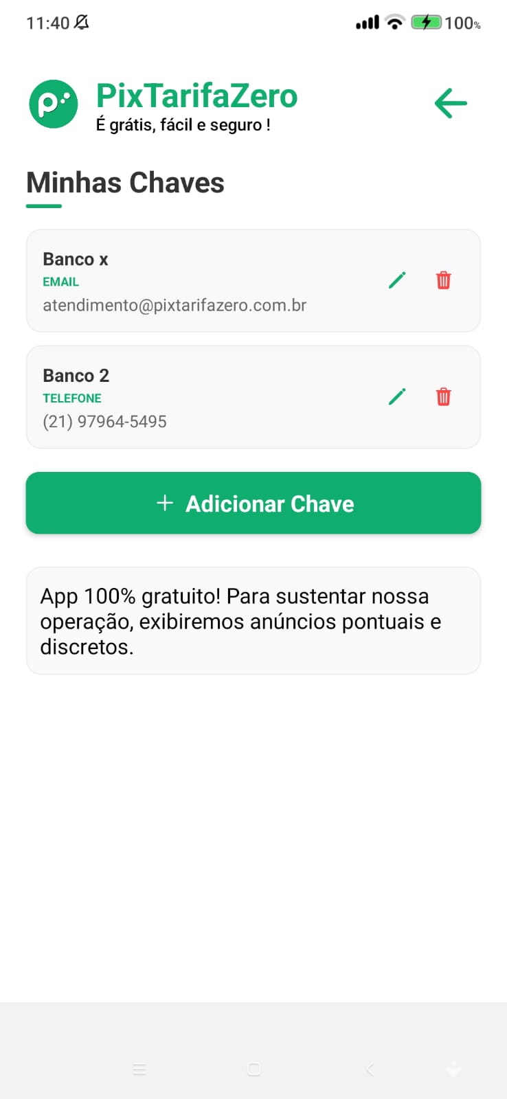 Configurar chave Pix